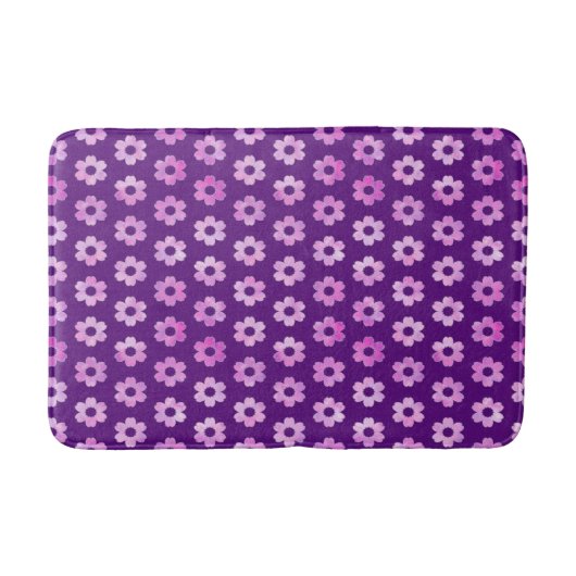 紫かわいらし花柄 バスマット (正面)