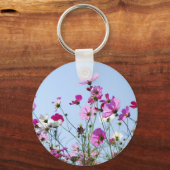 紫かわいらし花草地写真 キーホルダー (正面)