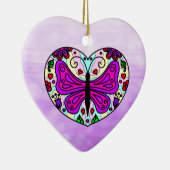 紫かわいらし蝶とハート曼荼羅 セラミックオーナメント (右)