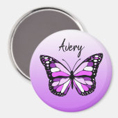 紫かわいらし蝶の名パーソナライズされた前 マグネット (正面/裏面)