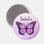 紫かわいらし蝶の名パーソナライズされた前 マグネット (正面/裏面)