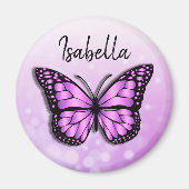 紫かわいらし蝶の名パーソナライズされた前 マグネット (正面)