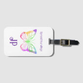 紫かわいらし蝶の羽を広げる ラゲッジタグ (正面横)