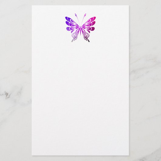 紫かわいらし装飾蝶スケッチ 便箋 (正面)