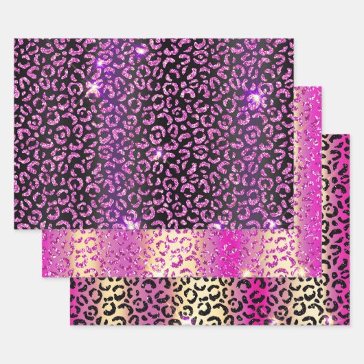 紫かわいらし豹  ラッピングペーパーシート (セット)