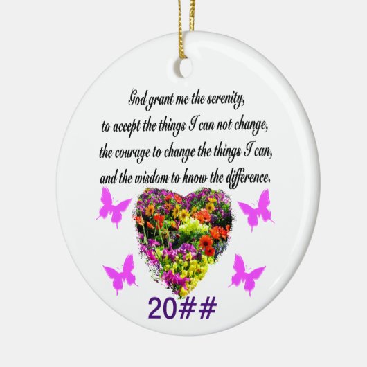 紫かわいらし野花セレニティ祈りの言葉写真 セラミックオーナメント (左)