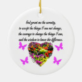 紫かわいらし野花セレニティ祈りの言葉写真 セラミックオーナメント (裏面)