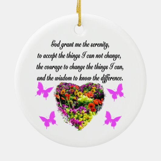 紫かわいらし野花セレニティ祈りの言葉写真 セラミックオーナメント (裏面)