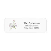 紫かわいらし野花差出人住所ラベル ラベル (正面)