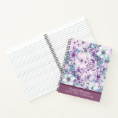 紫かわいらし/ティール(緑がかった色)水色フローラパーソナライズされた ノートブック (内部)