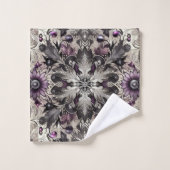 紫かわいらし、黒、銀、トープのクリスマス バスタオルセット (ウォッシュタオル)