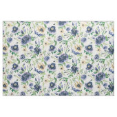 紫がかった青と柔らかい黄色の花模様 ファブリック (ヤード)