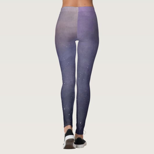 紫がかった青の水色の星空の夜のレギンス レギンス (裏面)