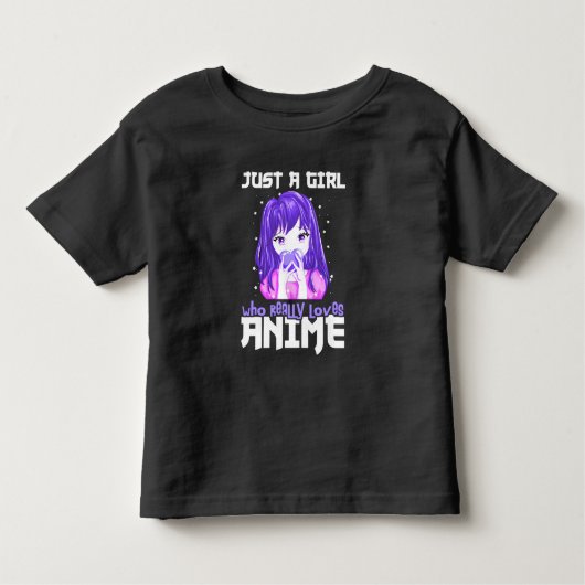 紫が大好きなアニメ好きの女の子 トドラーTシャツ (正面)
