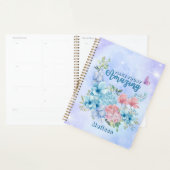 紫きらめくモダン青フローラ プランナー手帳 (ディスプレー)