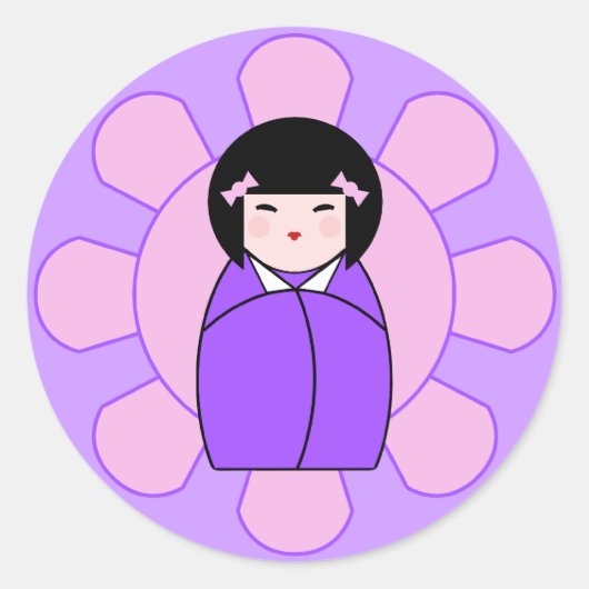 紫こけし人形 ラウンドシール (正面)
