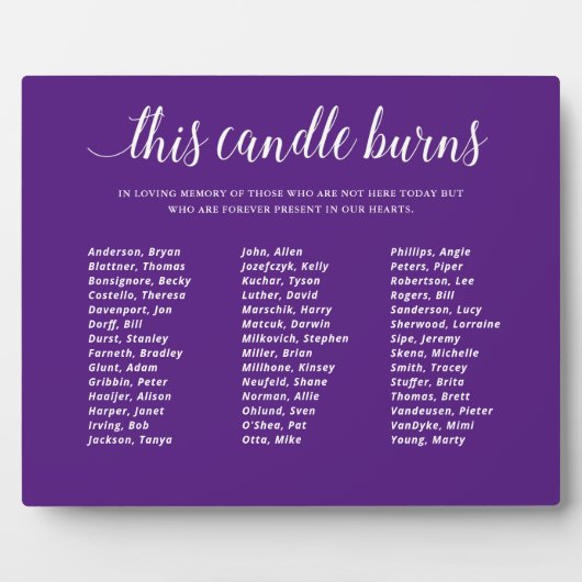 紫このロウソクはメモリにクラスの懇親会を燃やす フォトプラーク (正面)