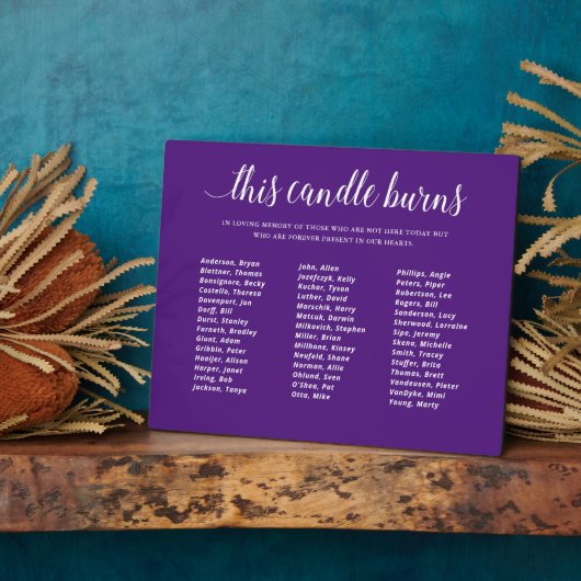 紫このロウソクはメモリにクラスの懇親会を燃やす フォトプラーク (側面)