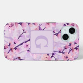 紫さくらんぼ花モノグラパーソナライズされたム Case-Mate iPhoneケース (裏面 (横))