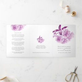 紫さくらんぼ花水彩三折プログラム 三つ折りプログラム