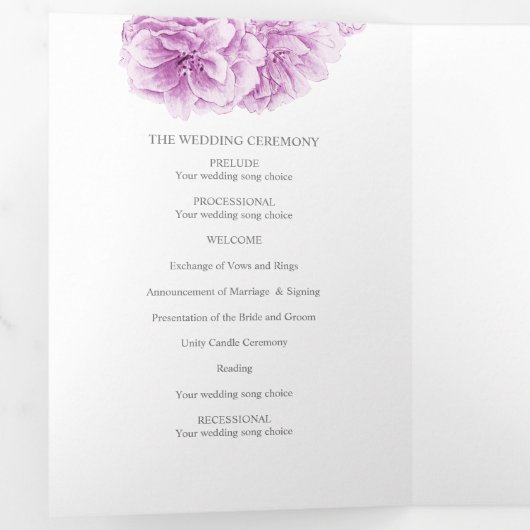 紫さくらんぼ花水彩三折プログラム 三つ折りプログラム (内部最初)