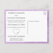 紫たった今結婚しましたハート水色結婚ズ 案内ポストカード (裏面)