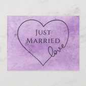 紫たった今結婚しましたハート水色結婚ズ 案内ポストカード (正面)