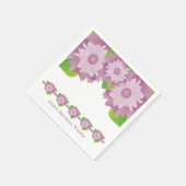 紫でアクセント付きのフローラ スタンダードカクテルナプキン (角)