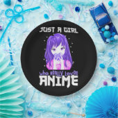 紫で本当にアニメが大好きな女の子 ペーパープレート (パーティー)