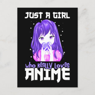 紫で本当にアニメが大好きな女の子 ポストカード