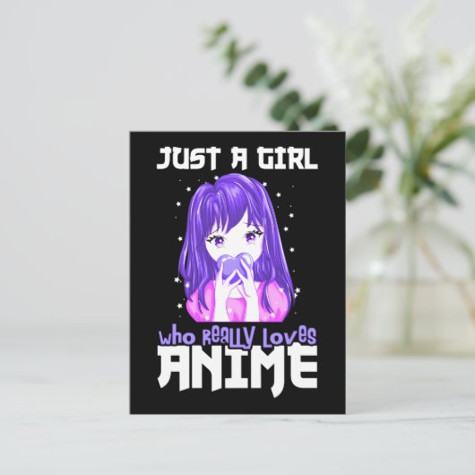 紫で本当にアニメが大好きな女の子 ポストカード (スタンド正面)