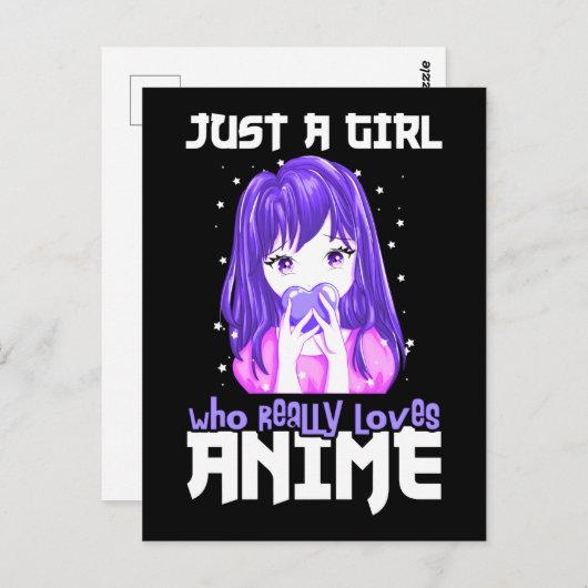 紫で本当にアニメが大好きな女の子 ポストカード (正面/裏面)