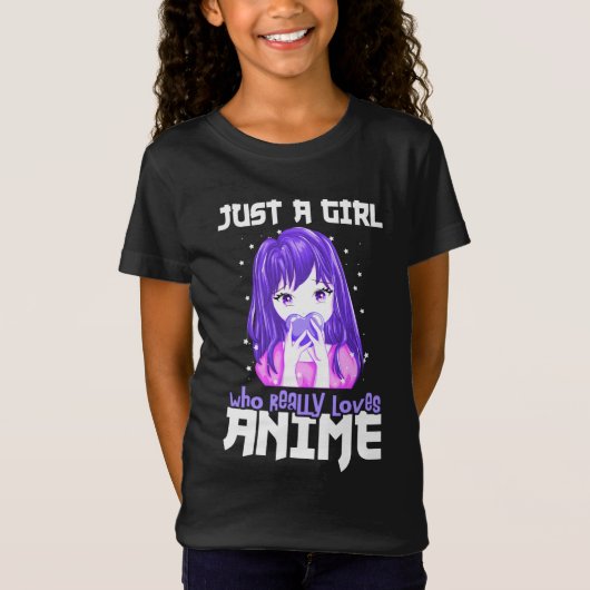紫で本当にアニメが大好きな女の子 Tシャツ (正面)