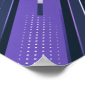 紫とお洒落紫ストライプの対角線の付いた点々のある ポスター (角)