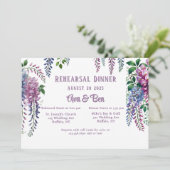 紫とかわいらしピンクの藤のリハーサルディナー 招待状 (スタンド正面)