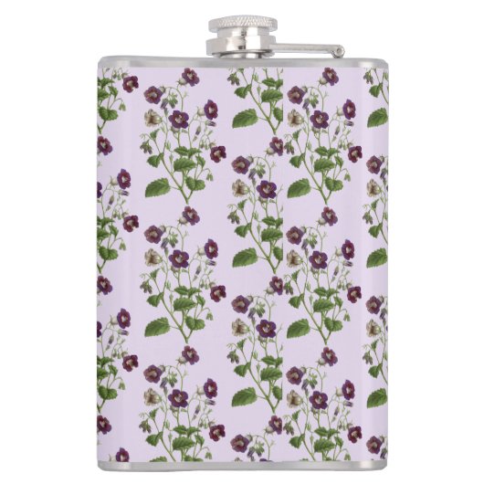 紫とかわいらしフローラのつる植物とイニシャル フラスク (裏面)