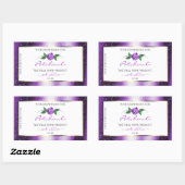 紫とかわいらし白の製品ラベルバラ花 長方形シール (シート)