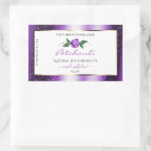 紫とかわいらし白の製品ラベルバラ花 長方形シール (バッグ)