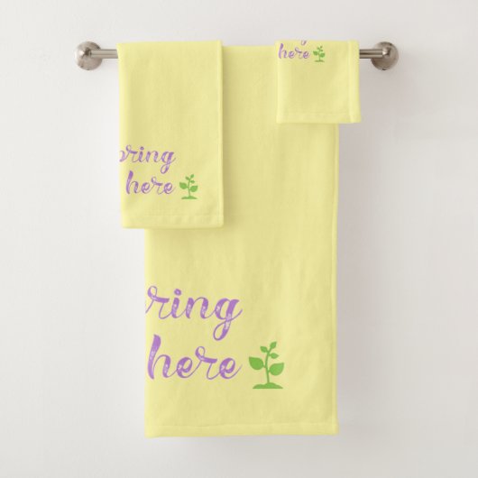 紫とかわいらし緑の春はこちら洗濯布 バスタオルセット (インサイチュ)