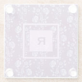 紫とかわいらし薄紫フローラモノグラム ガラスコースター (裏面)