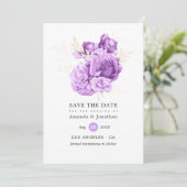 紫とアイボリーのフローラ結婚の セーブザデート (スタンド正面)