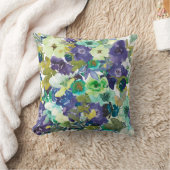 紫とアクアのフローラ枕 クッション (ブランケット)