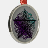 紫とアクアの複雑な星形五角形 メタルオーナメント (右)
