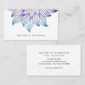 紫とアクアウォーター色グラデーションフローラ曼荼羅 名刺 (正面/裏面)