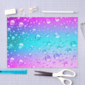紫とアクアブルーのグラデーション水滴 薄葉紙 (クラフト)