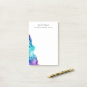 紫とアクアブルーの水色パーソナライズされた名 ポストイット (デスク上)