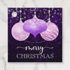 紫とエレガントピンクのバウブルズメリークリスマス フェイバータグ