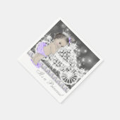 紫とエレガント灰色のプリンセス赤ちゃんシャワー スタンダードカクテルナプキン (角)