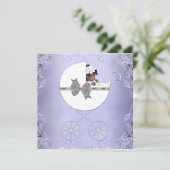 紫とエレガント灰色の民族赤ちゃん女の子シャワー 招待状 (スタンド正面)