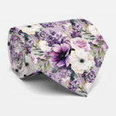 紫とエレガント白のフローラのネックタイ ネクタイ (ロール)